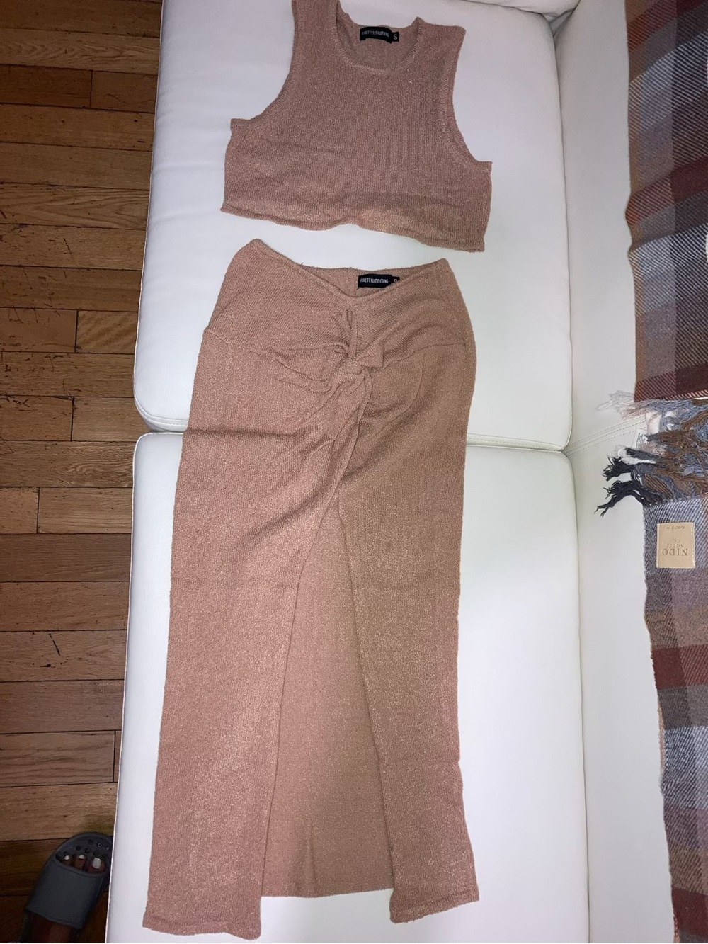 PrettyLittleThing Rose Gold Metallic Twist-Front Maxi Skirt